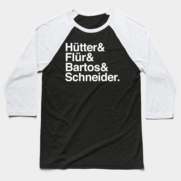 Kraftwerk -  Classic Retro Tribute Names List Baseball T-Shirt by DankFutura